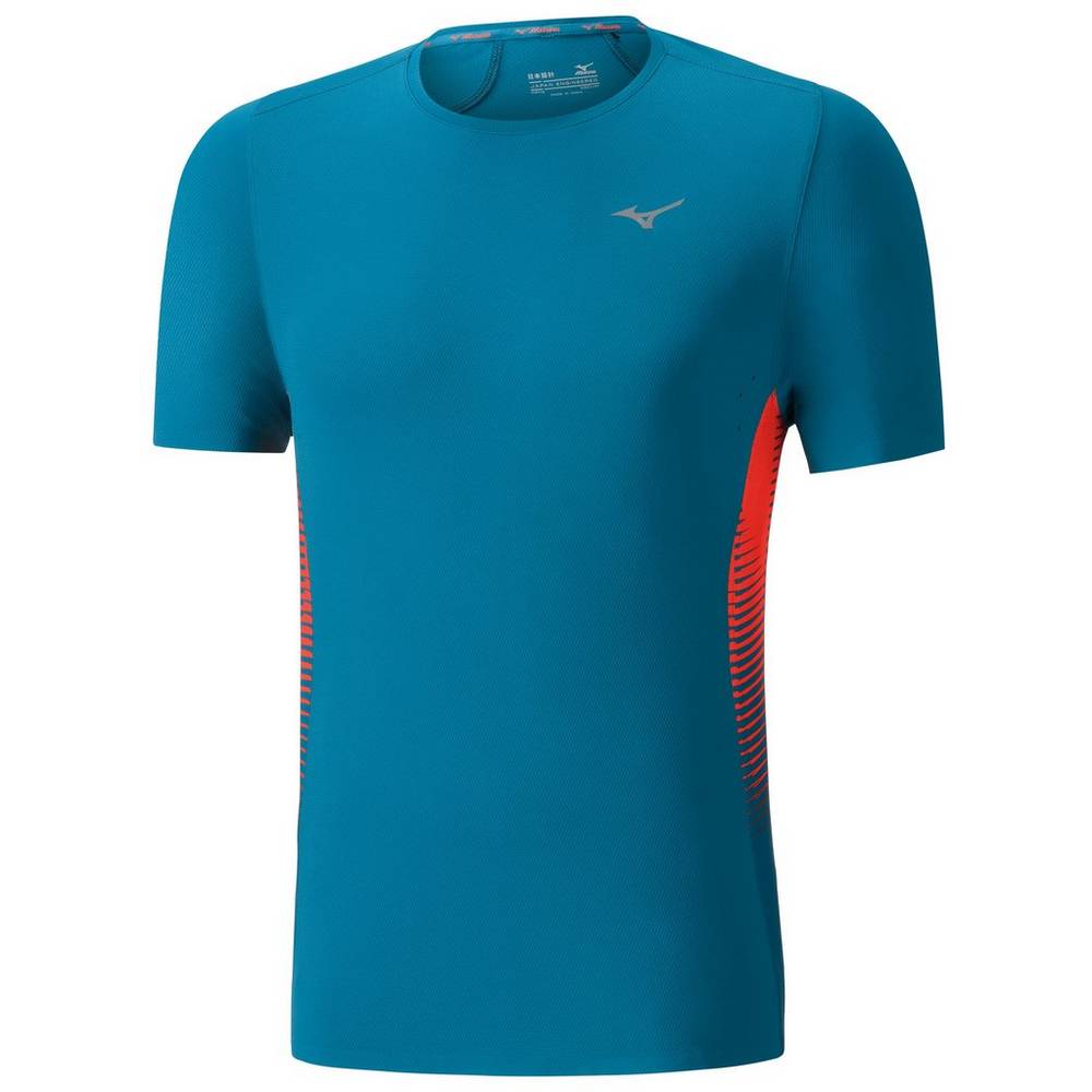 Camisetas Mizuno Running AERO 4.0 Para Hombre Azules/Rosas 4019653-MW